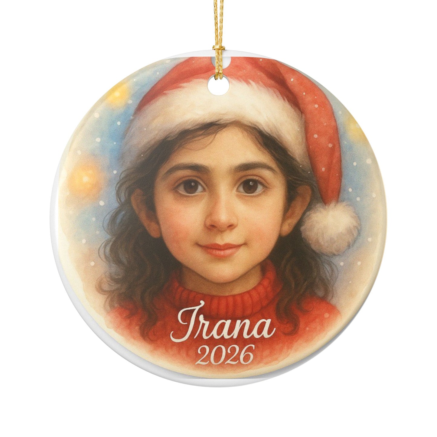 Personalized Ceramic Ornament - Christmas Portrait with Name & 2026